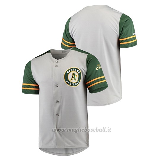Maglia Baseball Uomo Oakland Athletics Button-down Stitches Autentico Grigio